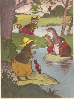 Buster Bear greets his friends. ~ "I,m going fishing."
