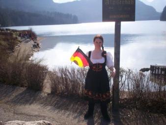 Ich bin ein Deutsche Madchen ~  Me dressed up and standing in front of the lake near Schloss Neuschwanstein. 