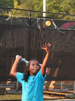  Nailah Ramos ~ ROBIN BATEMAN/SPECIAL TO THE TELEGRAPH

 Nailah Ramos practices her serve as she prepares for her first competitive tennis event, which is being held this weekend at the John Drew Smith Tennis Center.
