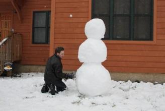 Six Foot Snowman ~ We all helped, but, it was Shaun's masterpiece. 