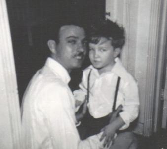Father and Son on Christmas Eve ~ My dad and older brother on Christmas Eve 1949