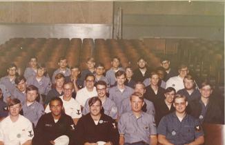 Can You Find Me? ~ This is a photo from my Nuclear Power School class at Mare Island Naval Shipyard  in late 1973.  I posted it on Facebook in a group of former Navy 'Nukes', and one of the guys in the photo recognized me!   WOW...