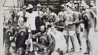 USS Theodore Roosevelt SSBN 600 (G) Champion Softball Team - Circa 1975 ~ That's me kneeling in front row, right.  We were undefeated that season.  Sadly, I remember few names of my shipmates.  Chris Kempf is next to me, Paul Labue next to him.  Standing 4th from right is Lester Holte, he ended up marrying my sister.  Standing third from left is Chief Burnett, our coach, and a former Navy Boxing Champion.  I didn't get to play much because I was a terrible player.  But I loved playing almost any game, so I did as best I could....