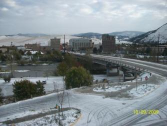 October Snow, Montana ~  October 9th, 2009. Obama wins the Nobel Prize and we are gifted with snow, wind and bitter cold in the low 20s. Looking north towards downtown Missoula. 