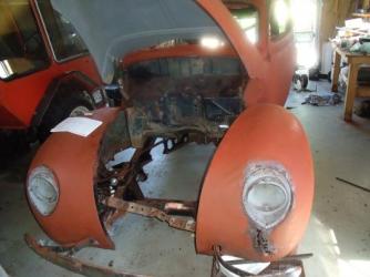 Untitled ~  Here is a front end look at the '40.  It is awaiting the engine, transmission, drive shaft and gear cluster. 