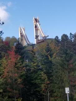 Ski Jumps At Lake Placid ~ Lake Placid has an almost legendary place in American Sports History.  The phrase "Do You Believe In Miracles?" was uttered by Al Michaels during the final minute of the United States win over Russia in the semi-finals of the hockey tournament.  The ski jumping competition was held nearby using these awesome jumps!