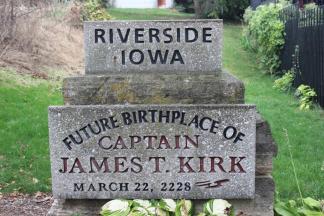 Future Birthplace of Captain James T. Kirk ~ A place of great reverence for Trekkies everywhere, a hero's future birthplace. 

JUST BEHIND A SMALL YELLOW house, now used as a salon, in a private courtyard, we can admire the future birthplace of James Tiberius Kirk, captain of the Star Trek series’ Enterprise spaceship.

A stone tells us that the Federation of Planets hero will be born there in 2228 (although some online sites claim his DOB is 2238). In the meantime, packs of Trek lovers and various nerds meet there at the annual Trek Fest in the Iowa countryside. On those days you can meet people dressed in space uniform alongside with the 1800-styled ...