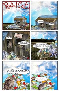 RAT & CAT ISSUE # 2 ~ RAT introduces CAT to his shed and shares his food supply.