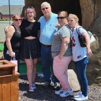 My Daughters & I ~ Today was a very special day.  For the first time in 14 years, I was able to get my 4 daughters (Jennifer Cross, Brittany Ballance, Kate McAndrews, and Jami Dorrell) together for an afternoon of family fun.  The only ones missing was the 2 boys, Kenneth and Tristan.  (Psst, you should have been there, we had a BLAST!)  The only one missing from the mob was Libby, Jennifer Cross's daughter.  She's attending University and couldn't break free. First we bowled at the local alley (Pheasant Lanes) for a bit, then lunch/dinner at The Tasty Crab.  A group of 19 at two in the afternoon!  They did an excellent job in caring for us, and we...