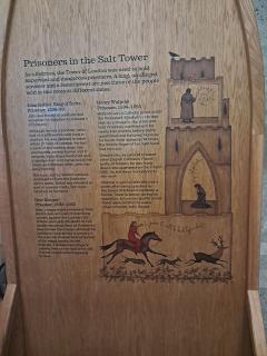 Salt Tower - Prisoners ~ The upper storeys of this 1230 tower were built as luxurious accommodation, with a large fireplace and a decorative window. Used as a prison for centuries, the first floor has many fine examples of prisoners' graffiti